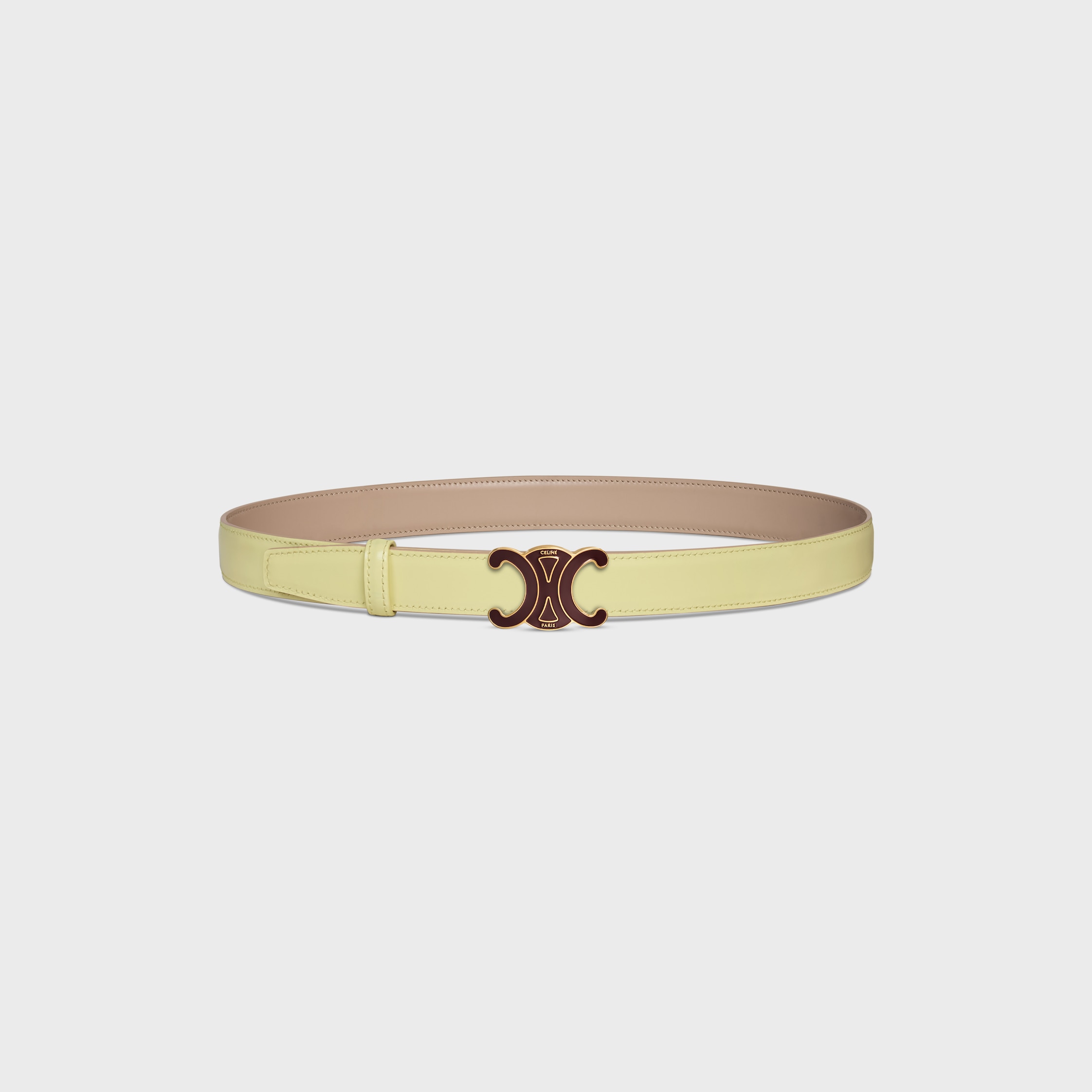CELINE TRIOMPHE BUCKLE 25MM IN BRASS WITH ENAMEL & Reversible Strap 25MM IN TAURILLON