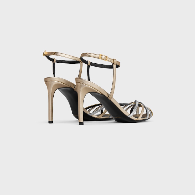 CELINE TRIOMPHE SANDAL IN LAMINATED CALFSKIN - PLATINUM/SILVER -  - 1 | CELINE