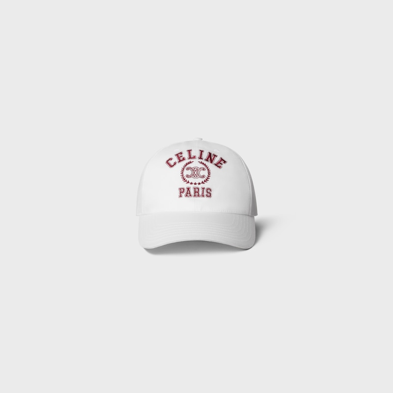 baseball cap IN WASHED COTTON GABARDINE - WHITE / BORDEAUX -  - 1 | CELINE