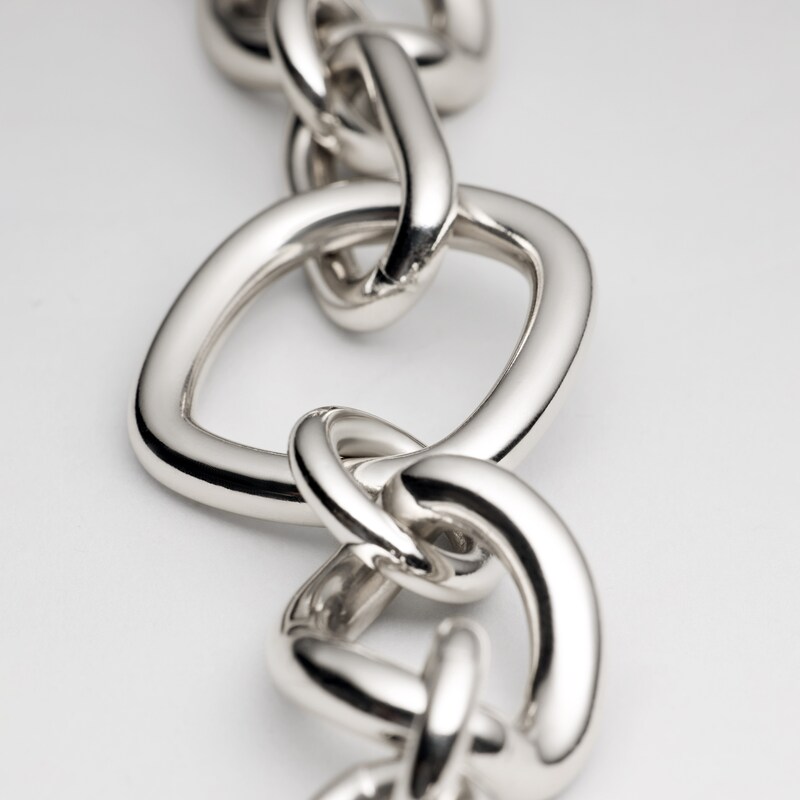 CHARMS MODERN THIN GOURMETTE IN BRASS WITH RHODIUM FINISH - SILVER -  - 1 | CELINE