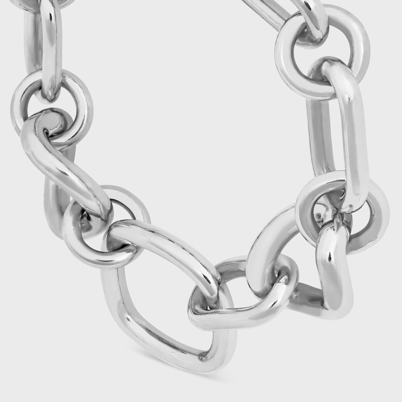 Celine Charms Modern Thin Gourmette in Brass with Rhodium Finish - SILVER -  - 1 | CELINE
