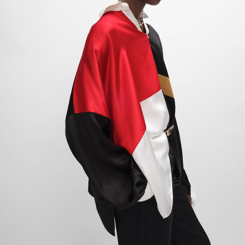 polo shirt IN viscose satin - BLACK -  - 1 | CELINE