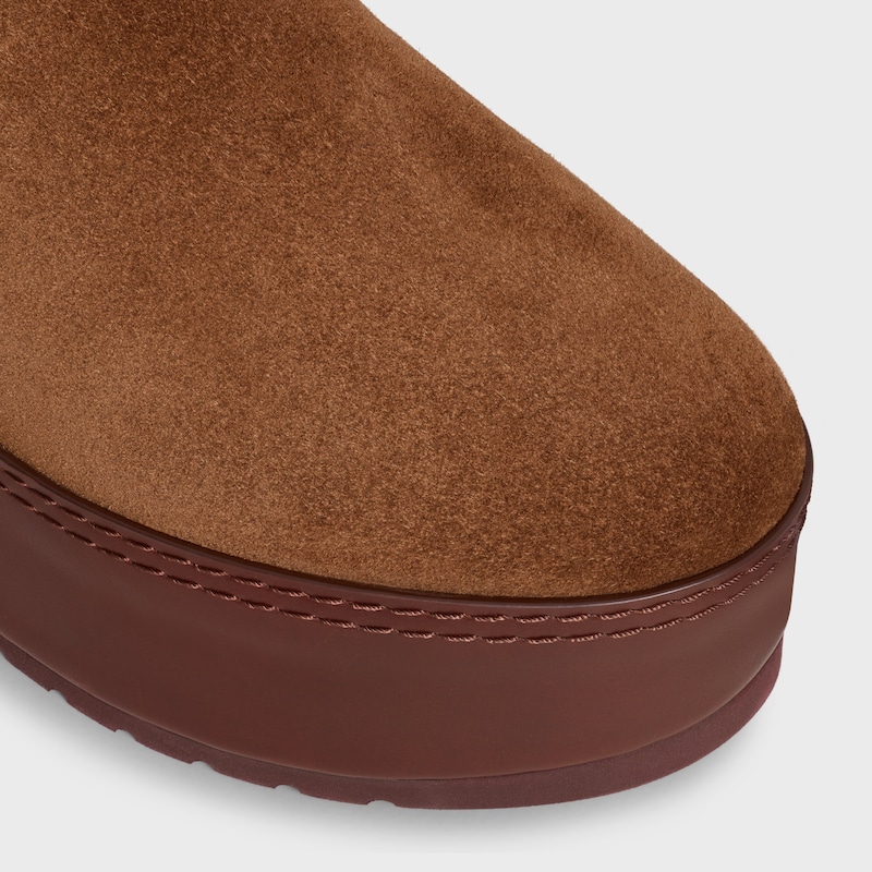 CELINE DANA WEDGE MULE IN SUEDE CALFSKIN - DARK BROWN -  - 1 | CELINE