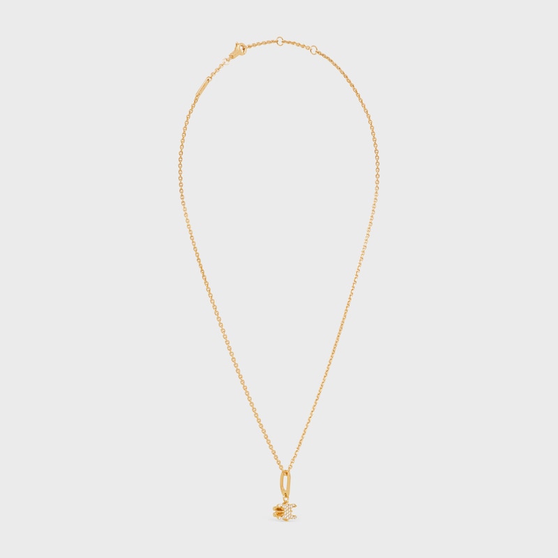 Triomphe Solitaire Sparkle Necklace in Strass and Brass with Gold Finish - GOLD -  - 1 | CELINE