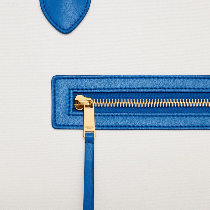 BIG LUGGAGE IN textile and calfskin - NATURAL / ULTRA BLUE - NEW - 1 | CELINE
