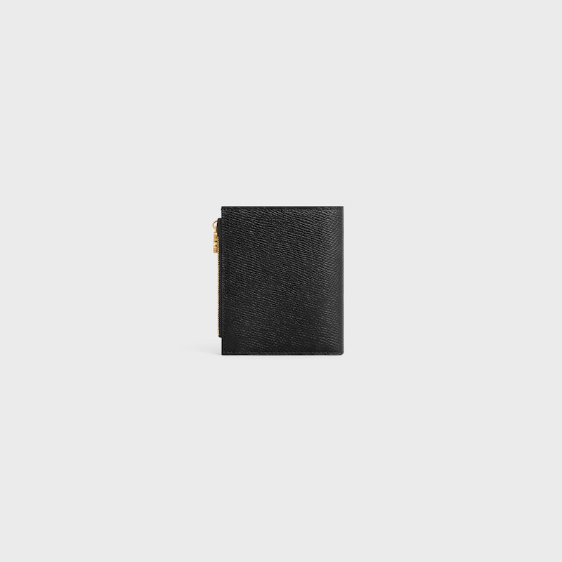 COMPACT WALLET TRIOMPHE CHARMS IN GRAINED CALFSKIN - BLACK - GIFT FINDER - 1 | CELINE