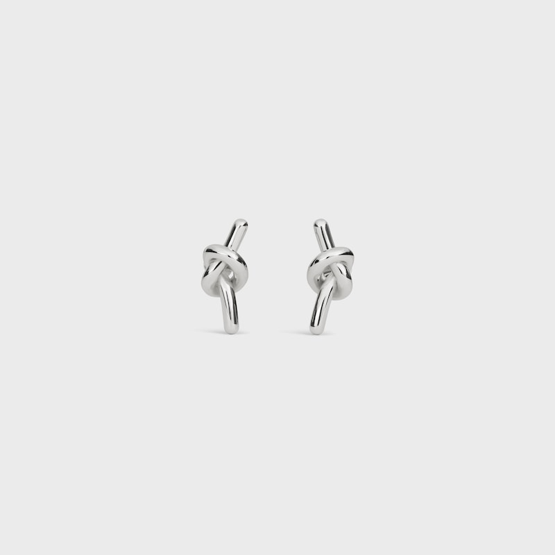 KNOT STUDS IN BRASS WITH RHODIUM FINISH - SILVER - EARRINGS - 1 | CELINE