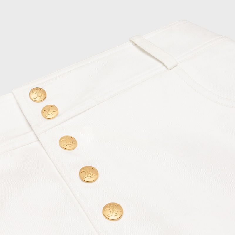 trapeze mini skirt in cotton twill - OFF WHITE -  - 1 | CELINE