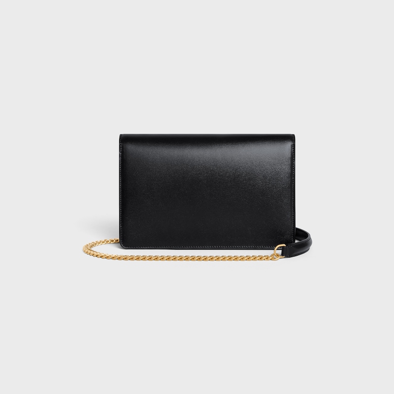 MARGO亮澤牛皮革飾鍊錢包 - 黑色 - 链条钱包 - 1 | CELINE