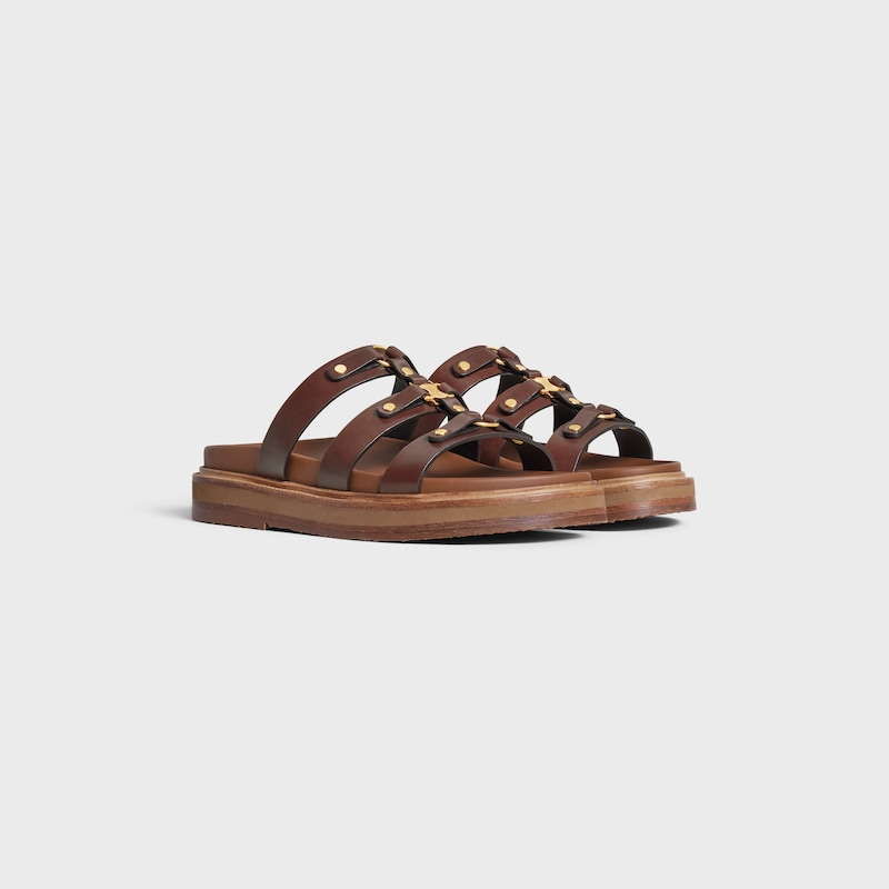CELINE - TIPPI SLIDE in CALFSKIN - VEGETAL TANNING - DARK BROWN -  - 1 | CELINE