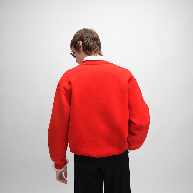 sweatshirt IN cotton fleece - Red cyclist/ bleu denim -  - 1 | CELINE