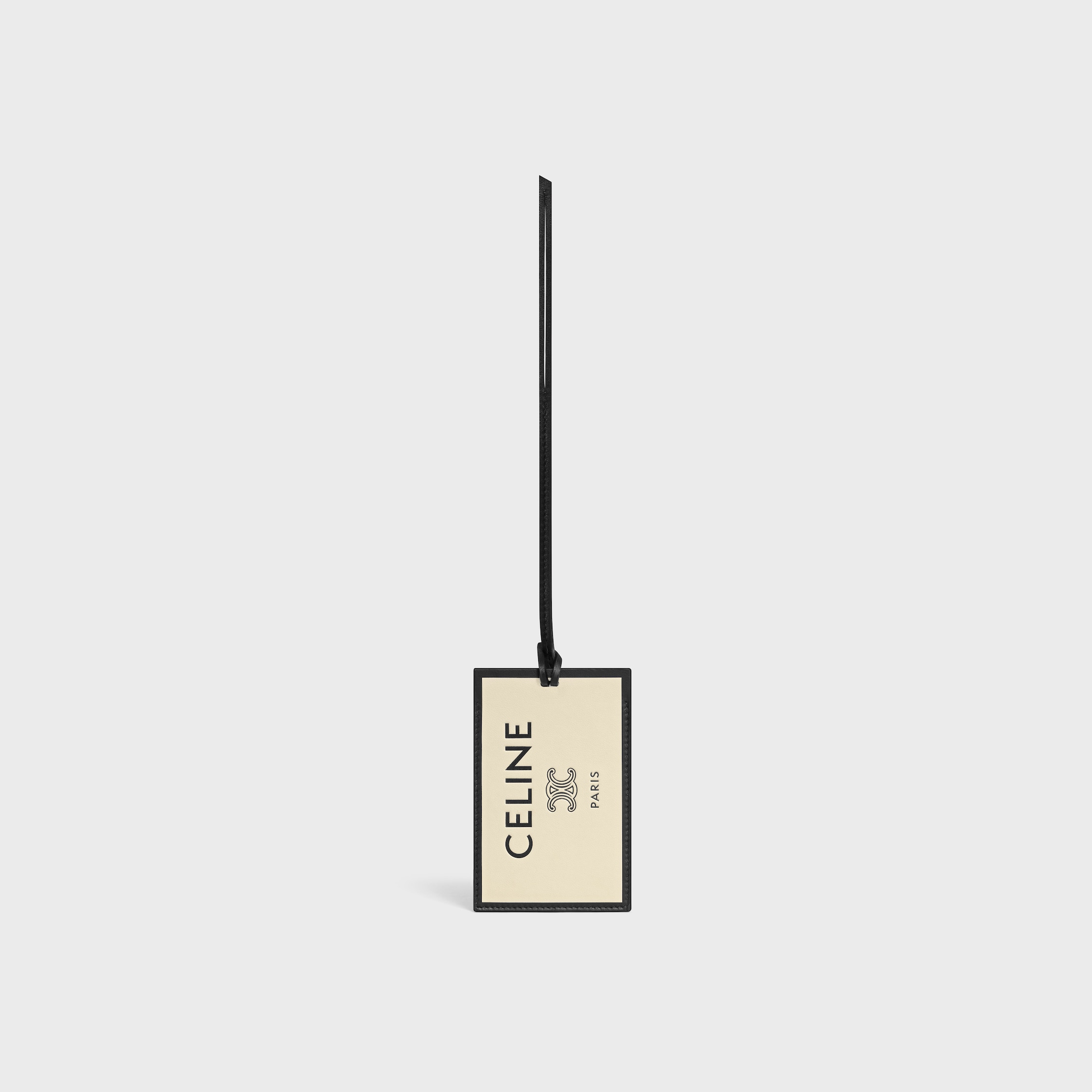 LUGGAGE TAG IN SMOOTH LAMBSKIN - BLACK / WHITE | CELINE