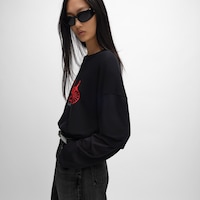 double layers t-shirt IN FINE COTTON JERSEY - BLACK/RED/WHITE -  - 2 | CELINE