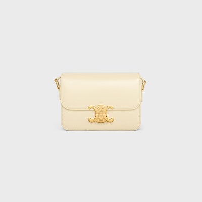 Teen Triomphe Bag in shiny calfskin - SOFT YELLOW - TRIOMPHE - tileIndex | CELINE