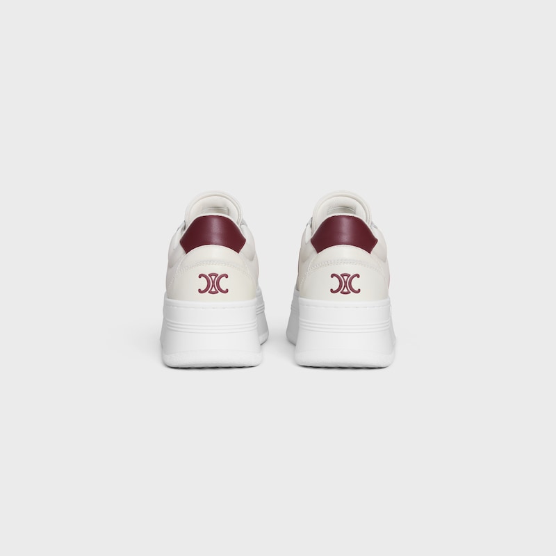 CELINE - BLOCK SNEAKERS WITH BACK TRIOMPHE AND WEDGE OUTSOLE IN CALFSKIN - MILK / DARK BURGUNDY -  - 1 | CELINE