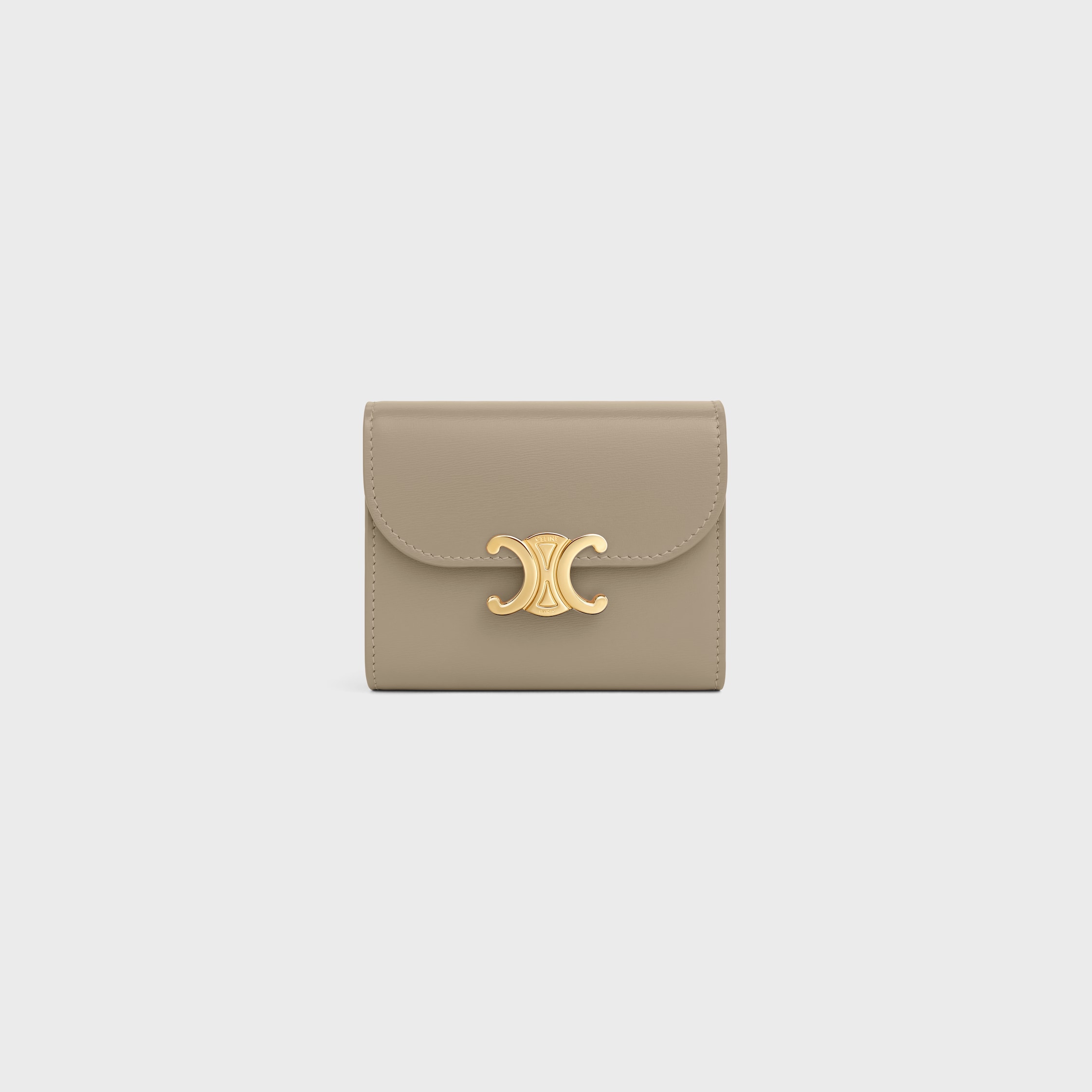 ☆☆CELINE☆☆ 24FW Celine Half Wallet 10K623DPV 18BU Free B TRIOMPHE COMPACT WALLET IN SHINY CALFSKIN - BLACK | CELINE
