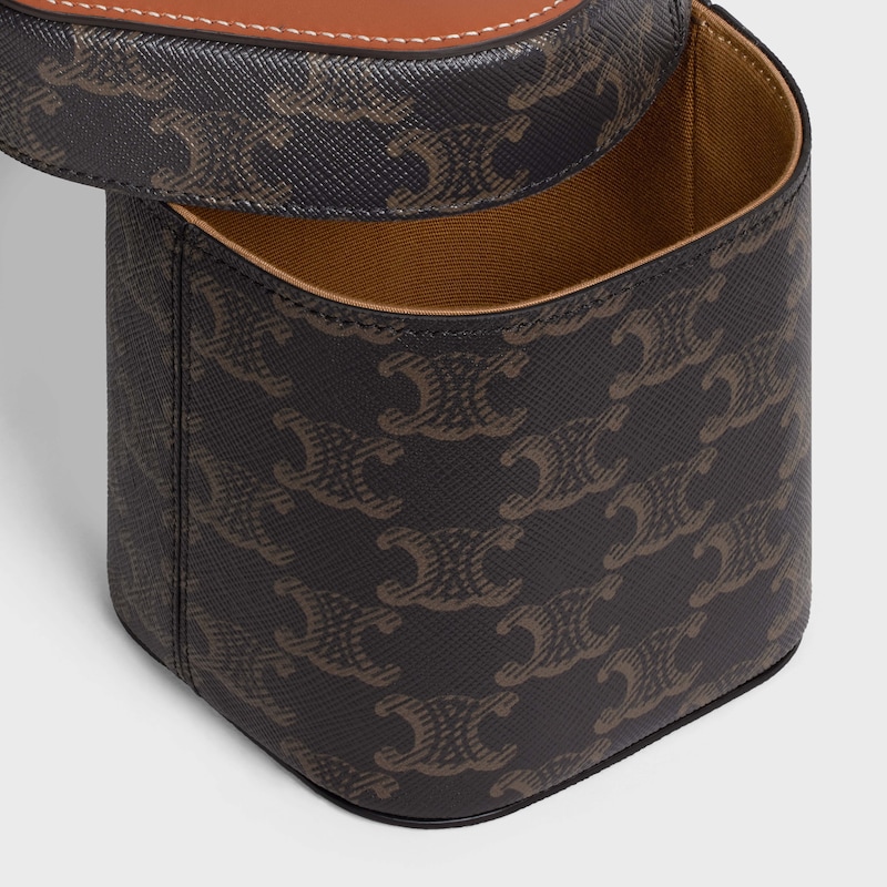 Small Box in Triomphe Canvas and Calfskin - TAN - TRIOMPHE CANVAS COLLECTION - 1 | CELINE