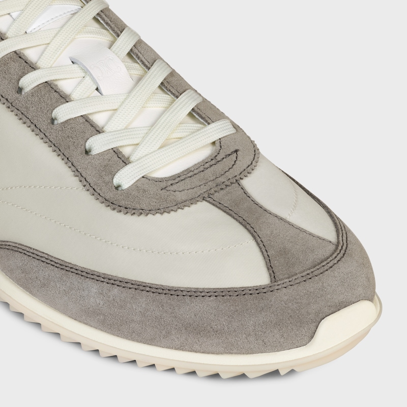 CELINE RACER SNEAKER BASSE AVEC TRIOMPHE EN NYLON, CUIR DE VEAU VELOURS ET CUIR DE VEAU - Gris -  - 1 | CELINE