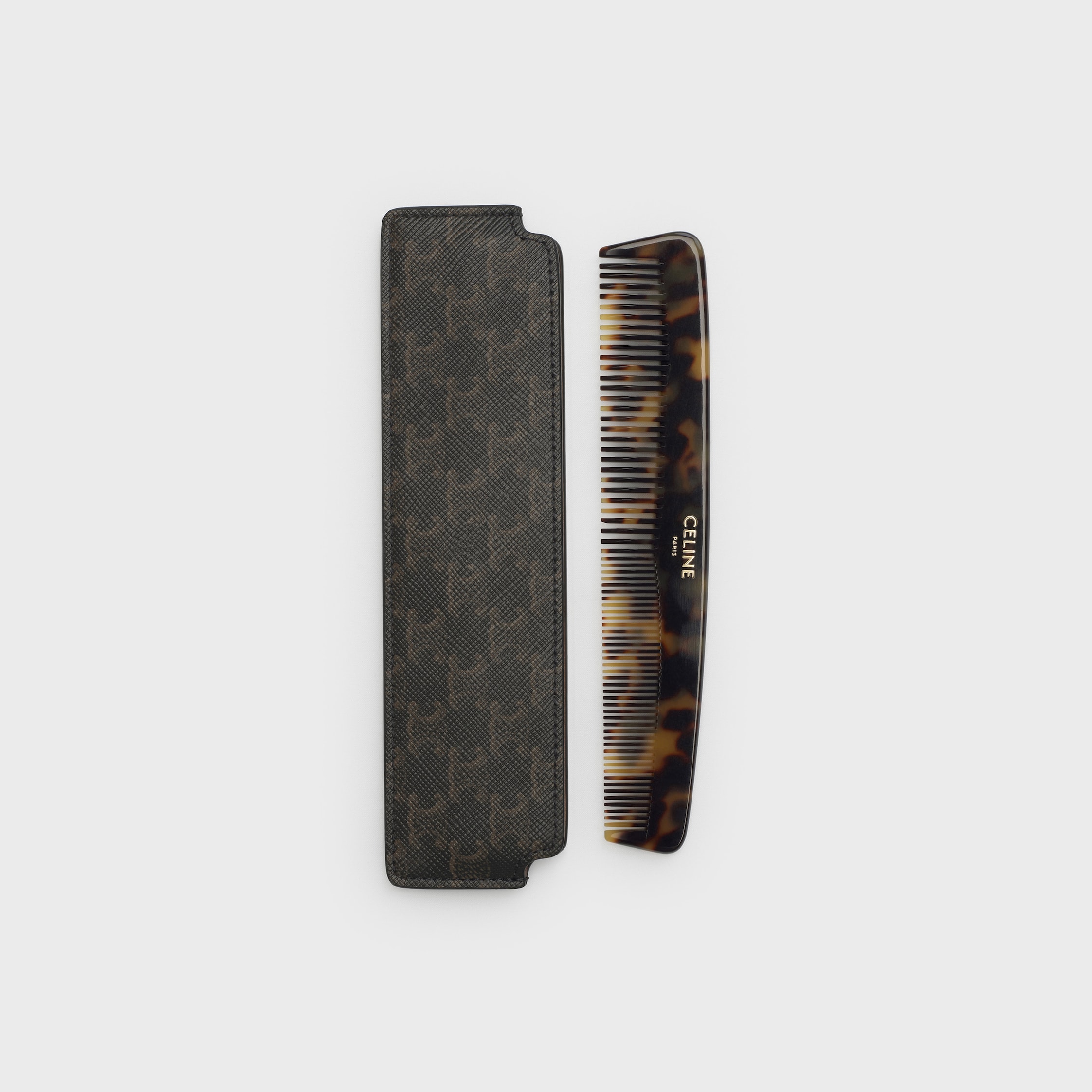 関税込 CELINE Triomphe Hair Comb in acetate Triomphe Hair Comb in acetate - DARK HAVANA | CELINE