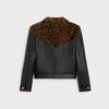 Straight fit blouson jacket in soft lambskin - BLACK / LEOPARD -  - 2 | CELINE