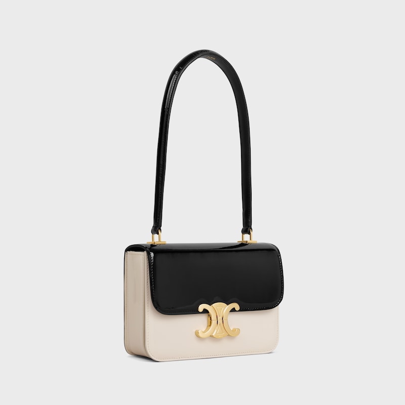 TEEN GARANCE bag in BICOLOUR PATENT CALFSKIN - BLACK / WHITE - TRIOMPHE - 1 | CELINE