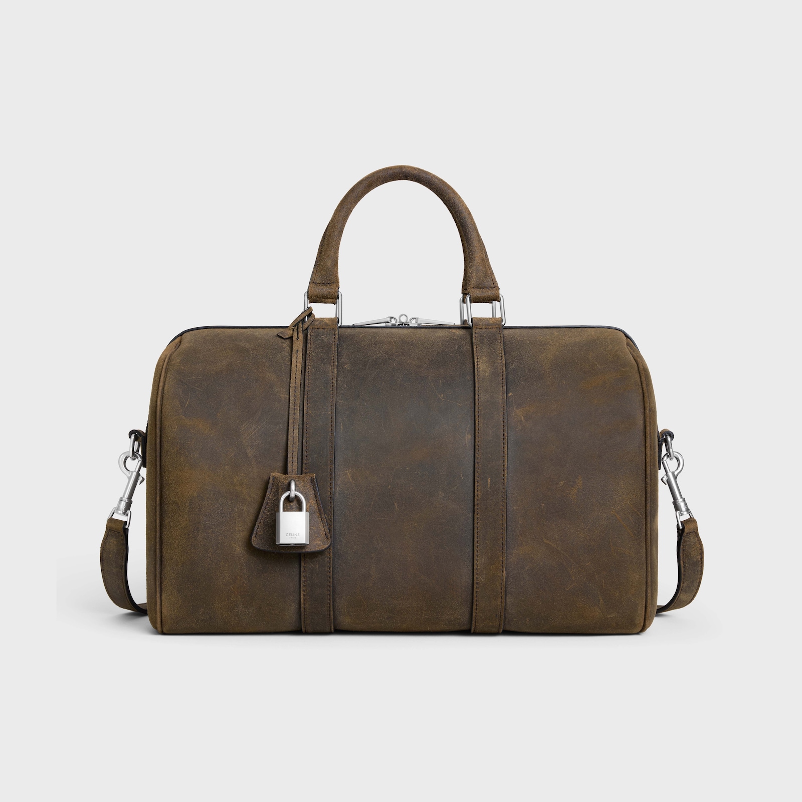 LARGE BOSTON IN SUEDE CALFSKIN WAXED EFFECT