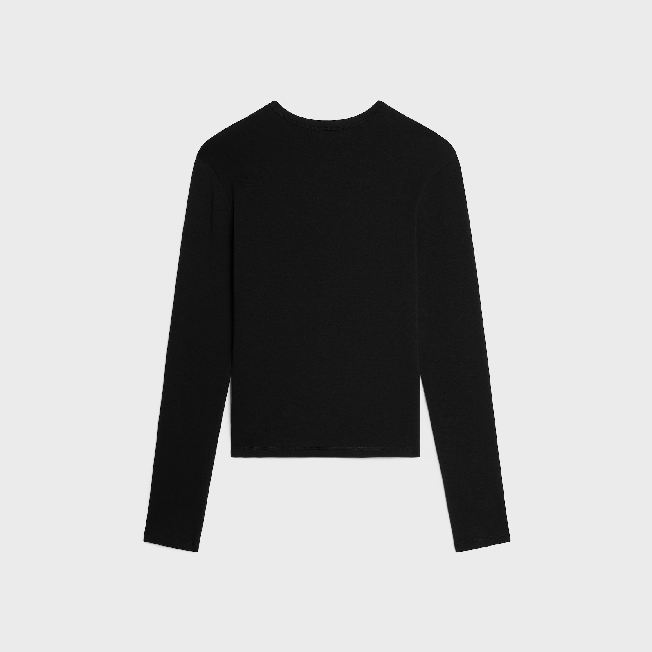 TRIOMPHE LONG-SLEEVED T-SHIRT IN RIBBED COTTON JERSEY - BLACK | CELINE