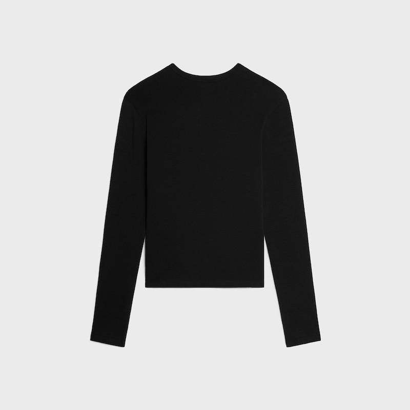 T-shirt a maniche lunghe Triomphe IN JERSEY DI COTONE A COSTE - NERO -  - 1 | CELINE