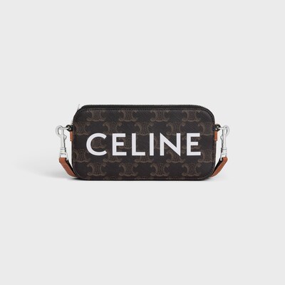 Horizontal pouch in Triomphe canvas with celine print - TAN - TRIOMPHE CANVAS - 1 | CELINE
