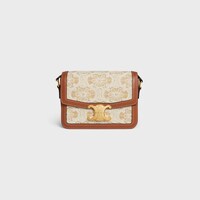 TEEN TRIOMPHE BAG in RAFFIA EFFECT TEXTILE WITH TRIOMPHE EMBROIDERIES - NATURAL / TAN - TRIOMPHE - 1 | CELINE