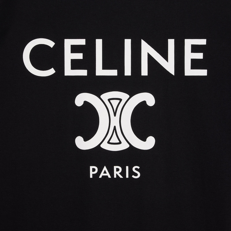 CELINE PARIS T-SHIRT IN COTTON JERSEY - BLACK / WHITE -  - 1 | CELINE