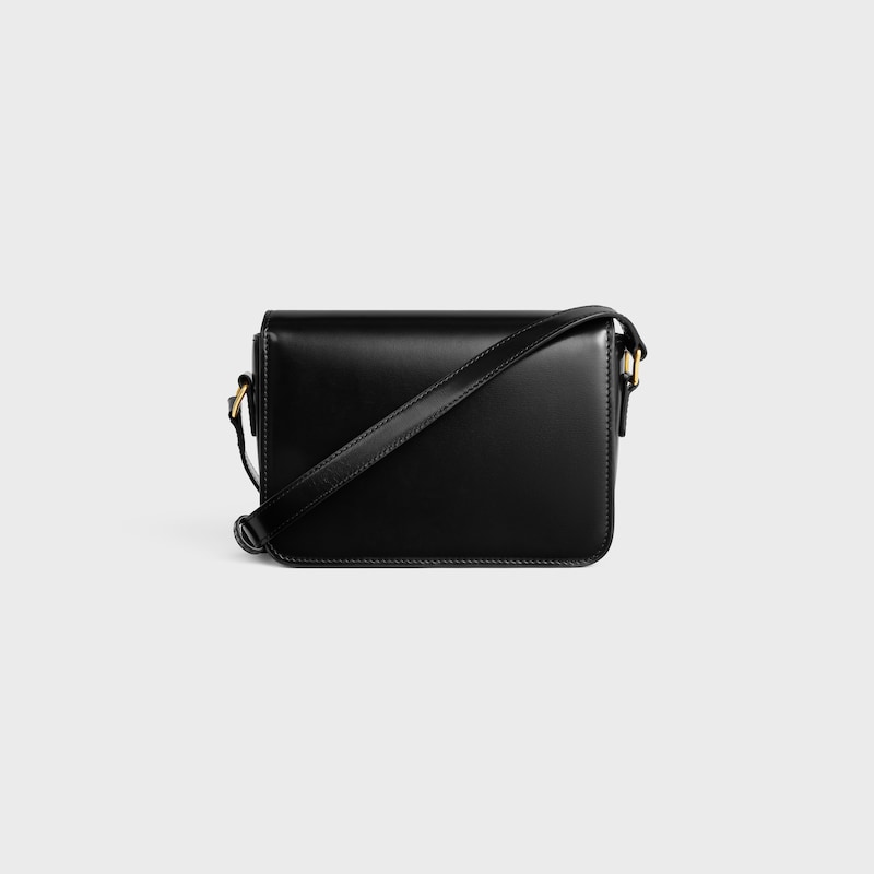 TEEN TRIOMPHE BAG IN SHINY CALFSKIN WITH ENAMEL CLOSURE - BLACK / ULTRA BLUE - GIFTS FOR HER - 1 | CELINE