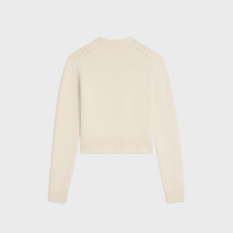 crewneck sweater IN cashmere - WHITE/BLACK 1 -  - 1 | CELINE