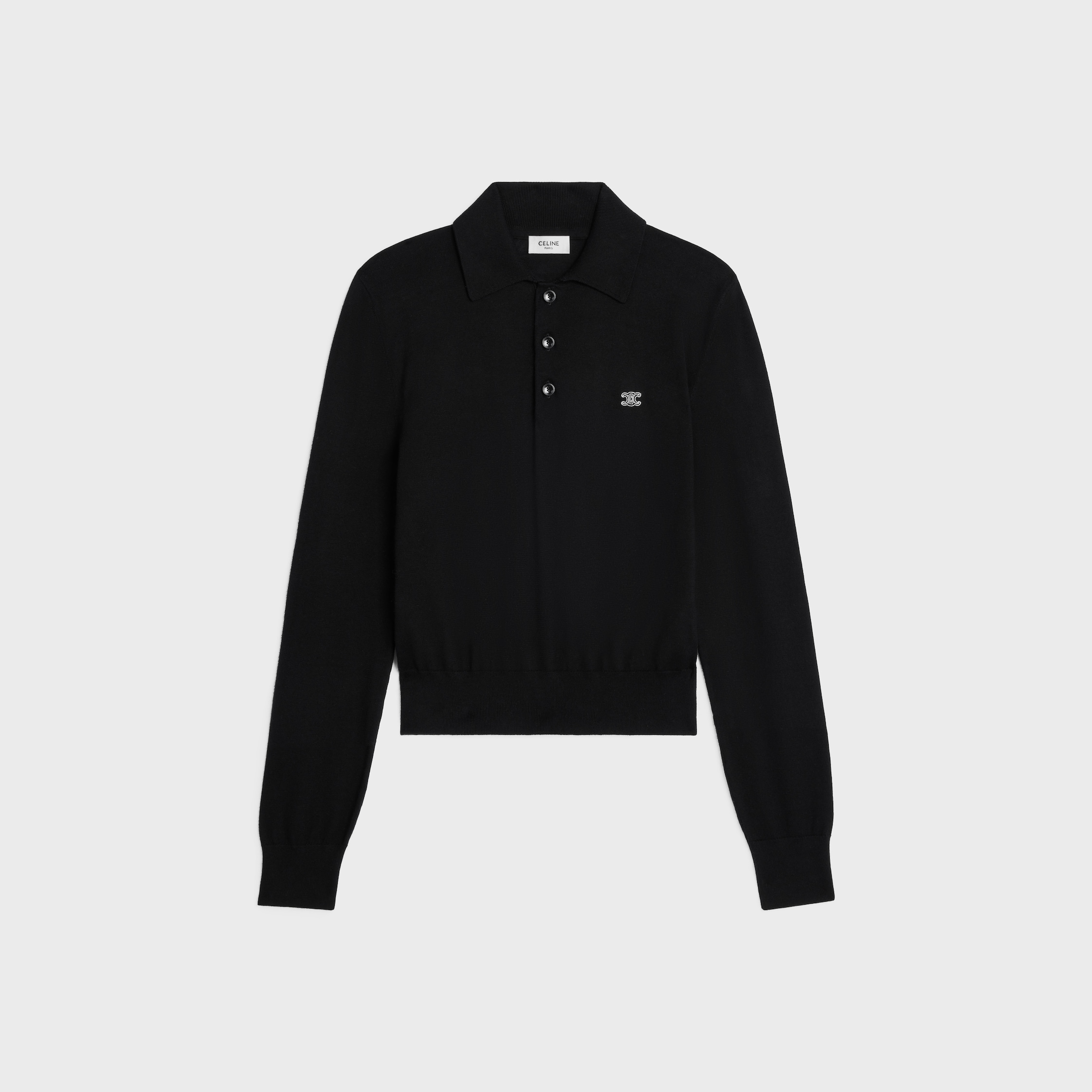POLO SWEATER IN FINE COTTON - BLACK | CELINE