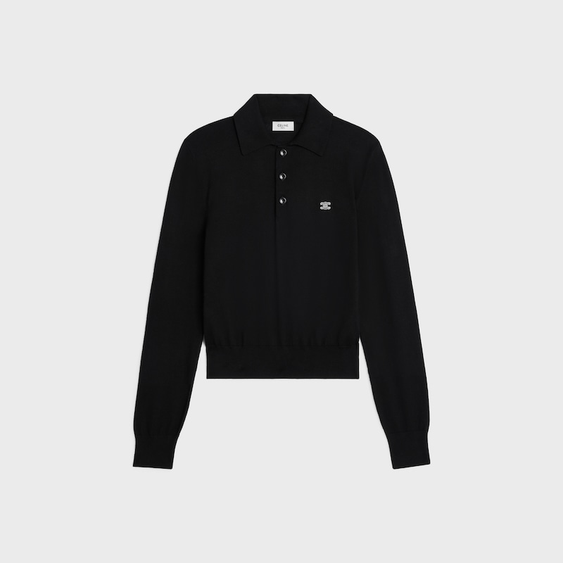 polo sweater IN fine cotton - BLACK -  - 1 | CELINE