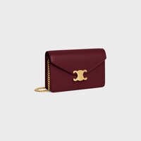 WALLET ON CHAIN MARGO IN Shiny calfskin - LIGHT BURGUNDY - MORE LINES - 2 | CELINE