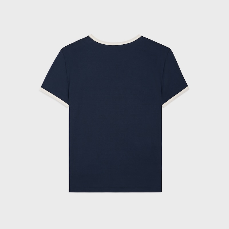 celine regular t-shirt in cotton jersey - WASHED WHITE/NAVY -  - 1 | CELINE