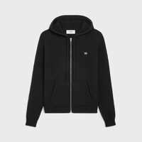 triomphe hooded sweater in wool and cashmere - BLACK / OFF WHITE -  - 1 | CELINE