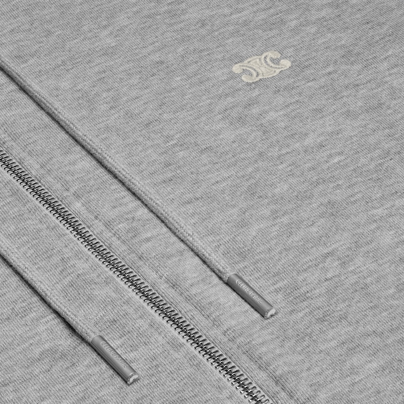 SUDADERA CON CAPUCHA Y CREMALLERA DE ALGOD&Oacute;N DE CACHEMIRA - Gris medio/negro -  - 1 | CELINE