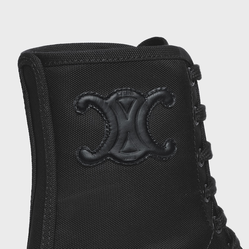 BOTTINE LAC&Eacute;E CELINE BULKY NYLON & CUIR DE TAUREAU BRILLANT - Noir -  - 1 | CELINE