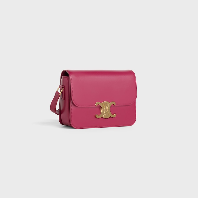 Teen Triomphe Bag in shiny calfskin - RASPBERRY - SHOULDER BAGS - 1 | CELINE