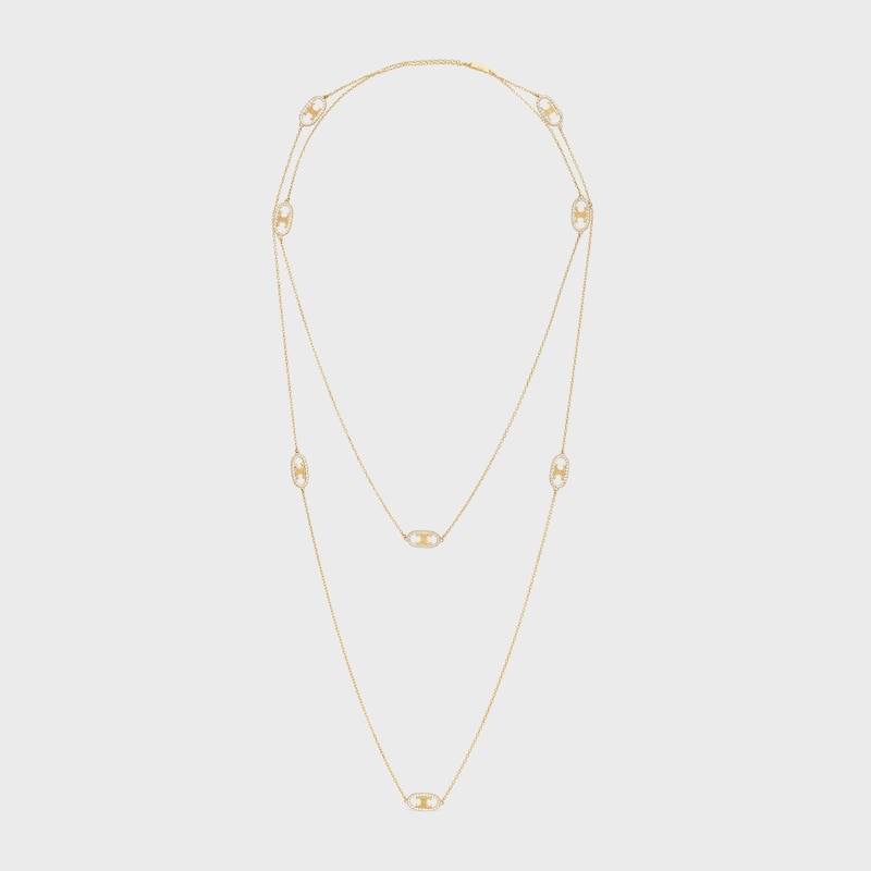 Maillon Triomphe Sautoir in Yellow Gold and Diamonds - Yellow Gold & White - FINE JEWELLERY - 1 | CELINE