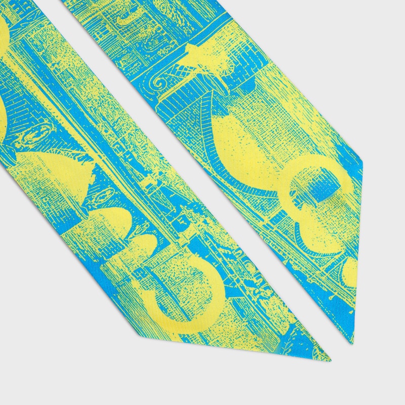 lavalliere IN silk twill - BLUE / YELLOW -  - 1 | CELINE