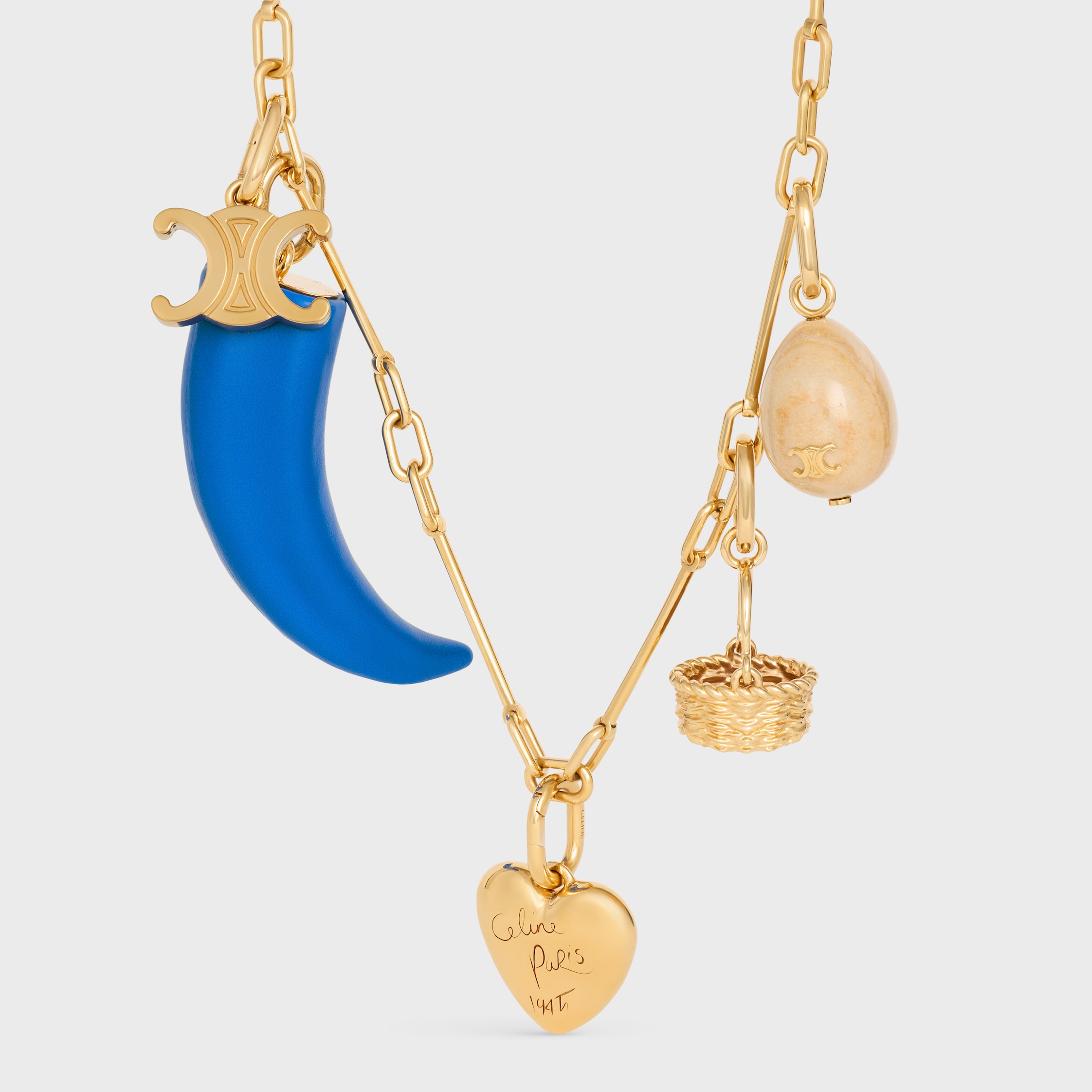 CELINE チャーム スモール ホーン / レジン、レザー、ゴールド CELINE チャーム スモール ホーン / レジン、レザー、ゴールド