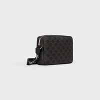 Medium Messenger bag IN Triomphe Canvas and calfskin - BLACK - CROSS-BODY BAGS - 2 | CELINE