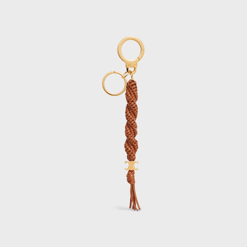 TRIOMPHE SCOUBIDOu KEYRING in smooth calfskin with Gold Finishing - TAN - CHARMS AND ACCESSORIES - 1 | CELINE
