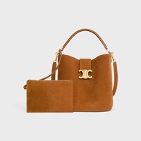 MEDIUM LOUISE BAG in SUEDE CALFSKIN - PECAN - BUCKET BAGS - 1 | CELINE