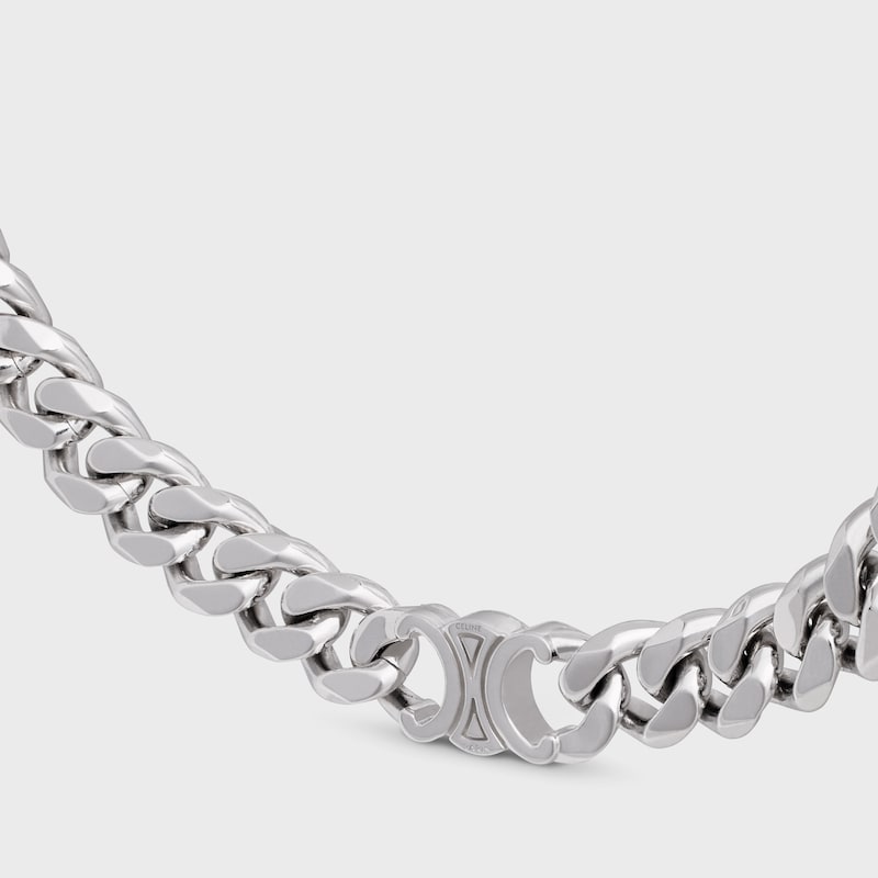 Triomphe Gourmette Necklace in Brass with Rhodium Finish - SILVER - ALL GIFTS - 1 | CELINE