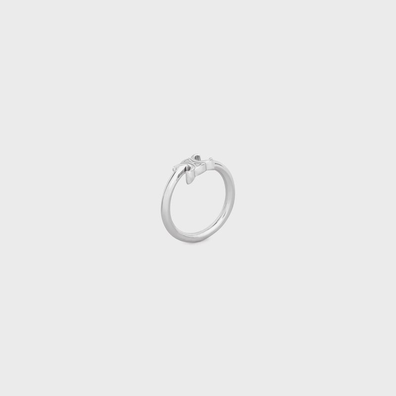 Triomphe Asymmetric Ring in Brass with Rhodium Finish - SILVER -  - 1 | CELINE