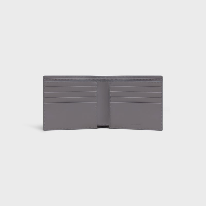 Bi-fold card holder IN GRAINED CALFSKIN - GREY - WALLETS - 1 | CELINE